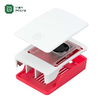 کیس (قاب) اورجینال سفید و قرمز رزبری پای 5 به همراه فن و هیتسینک Raspberry Pi 5 Case