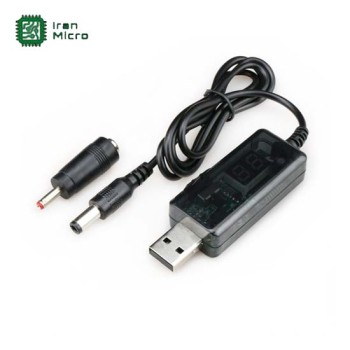 کابل USB افزاینده ولتاژ DC با خروجی 9V و 12V به همراه نمایشگر