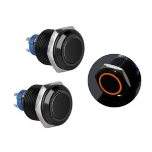 کلید فشاری فلزی قرمز LED دار قطر 12V/24V - 16mm