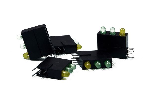 دیود ال ای دی قابدار 3 تایی  3PCS LED 3MIL WITH COVER 2xGREEN 1xYELLOW / R/A  / SINGAPORE