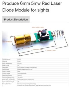 ماژول لیزر نقطه‌ای قرمز 5mw, 6mm
