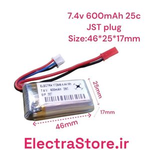 25C 7.4V 600mAh باتری کوادکوپتر و هلیکوپتر لیتیوم پلیمر برند ELECTRA