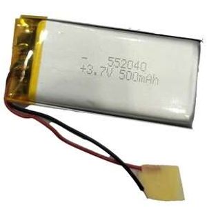 باتری لیتیوم پلیمر 3.7v ظرفیت 500mAh کد 552040