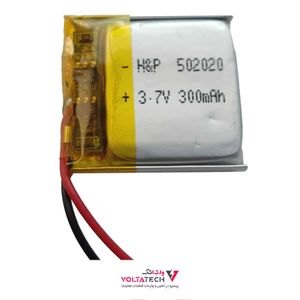 باتری لیتیوم پلیمر 3.7v ظرفیت 300mA ابعاد 502020