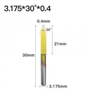 ابزار تراش و حک CNC کارباید روکش تیتانیوم زاویه 30 درجه قطر 0.4mm