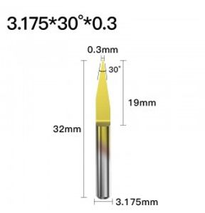 ابزار تراش و حک CNC کارباید روکش تیتانیوم زاویه 30 درجه قطر 0.3mm