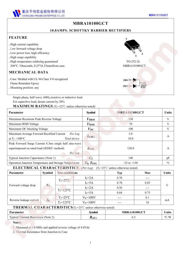 MBRA10100GCT