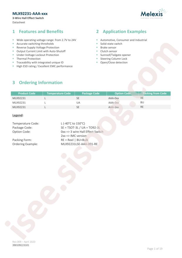 MLX92231LSE-AAA-025-SP