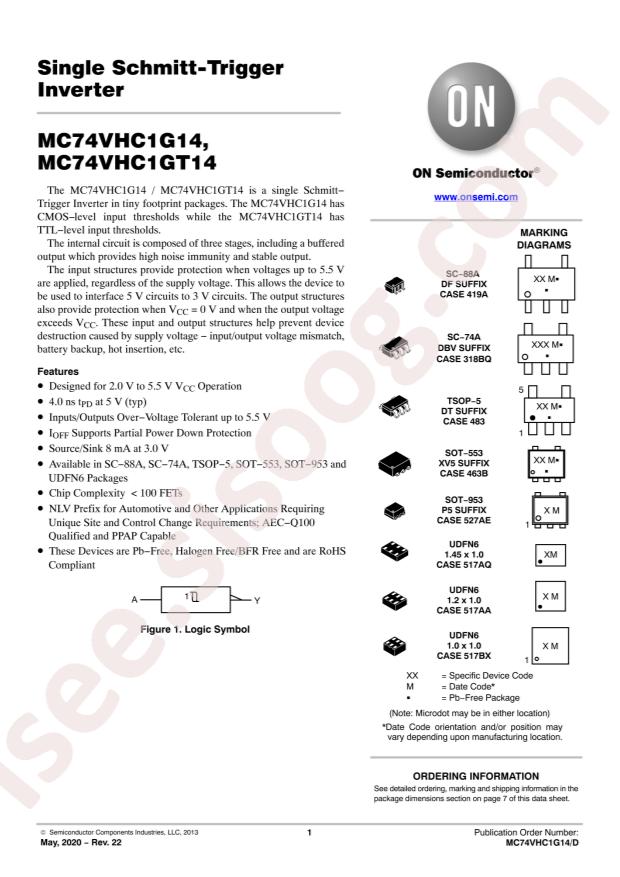 MC74VHC1G14DFT2G