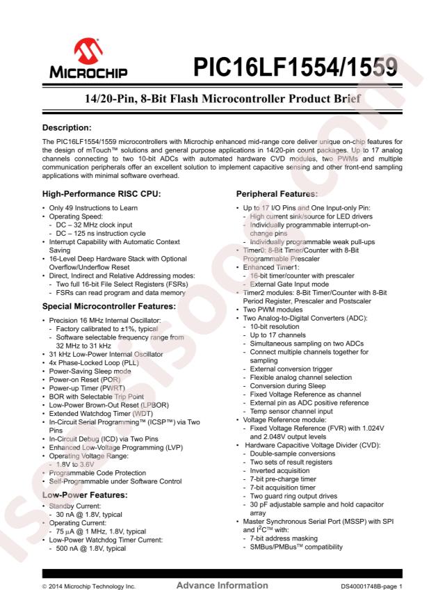 PIC16LF1554-I/ST