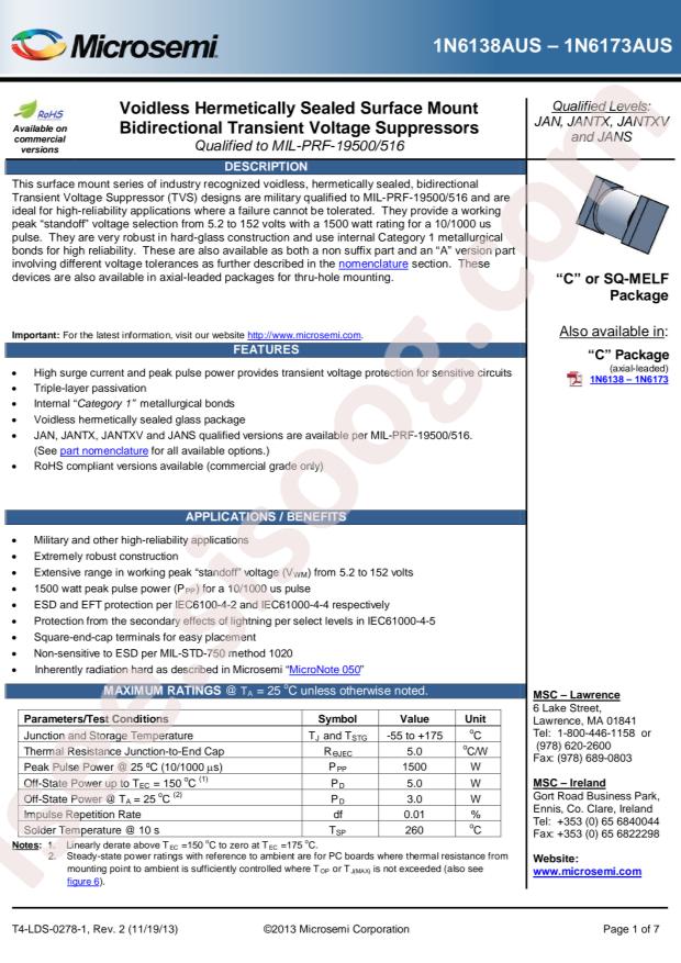 MICROCHIP 1N6139AUS/TR