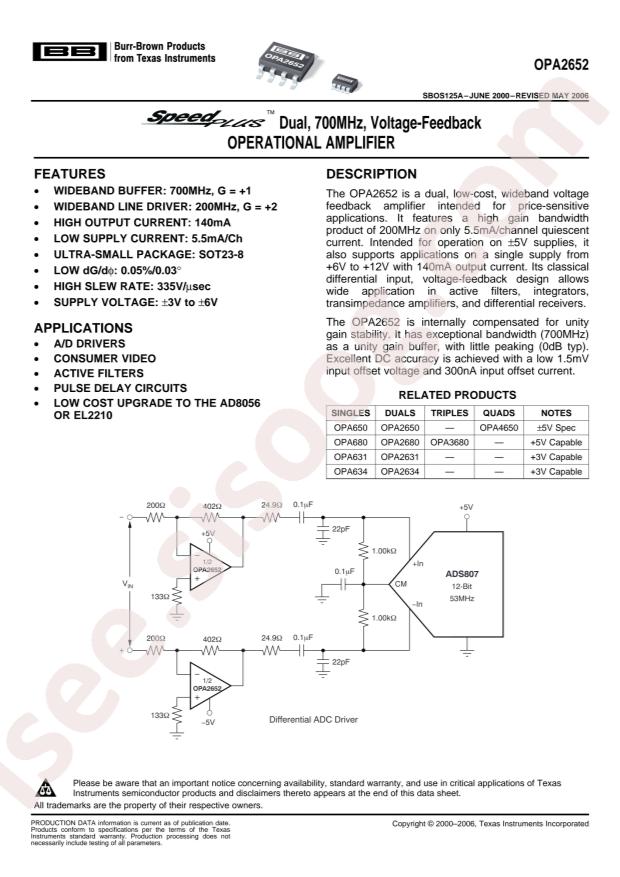 OPA2652E/3K