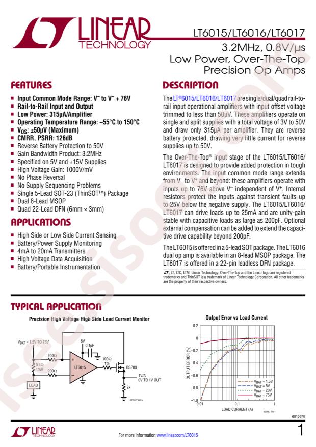 LT6015IS5#TRPBF