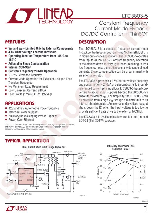 LTC3803ES6-5#TRPBF