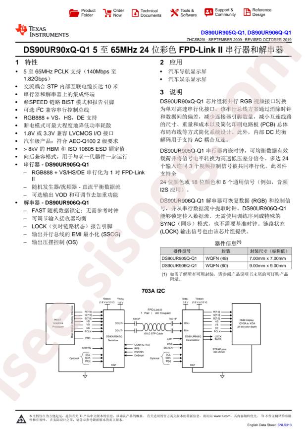 DS90UR905QSQE/NOPB