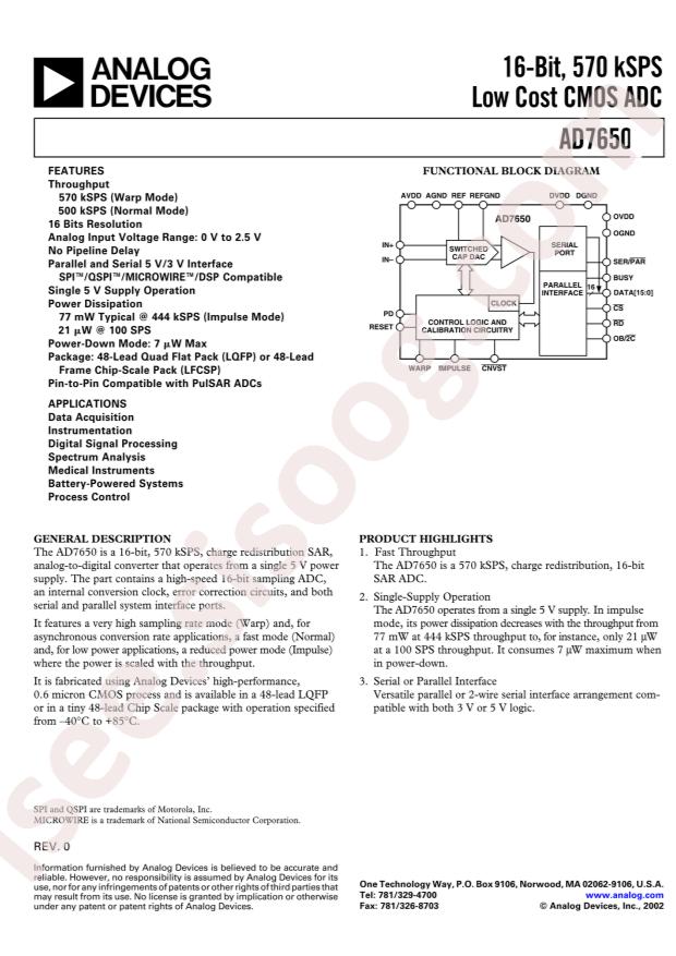 AD7650ASTZRL