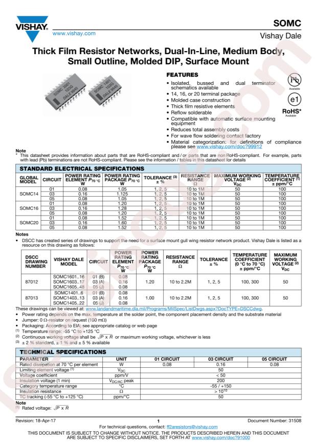 VISHAY SOMC16016K80GEA