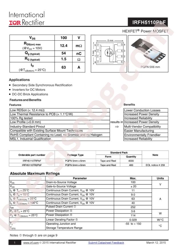 IRFH5110TRPBF