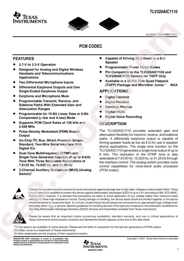TLV320AIC1110PBSR