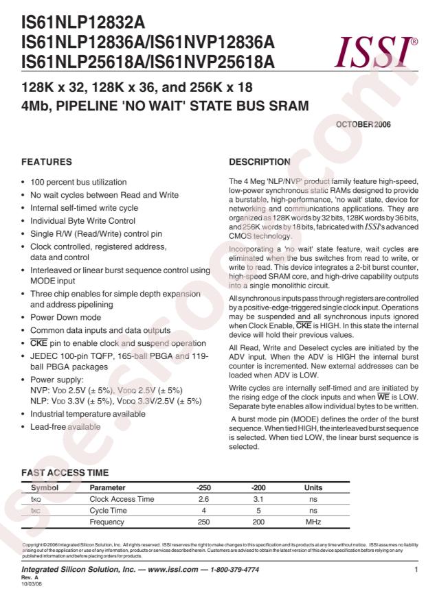 IS61NLP12832A-200TQLI-TR