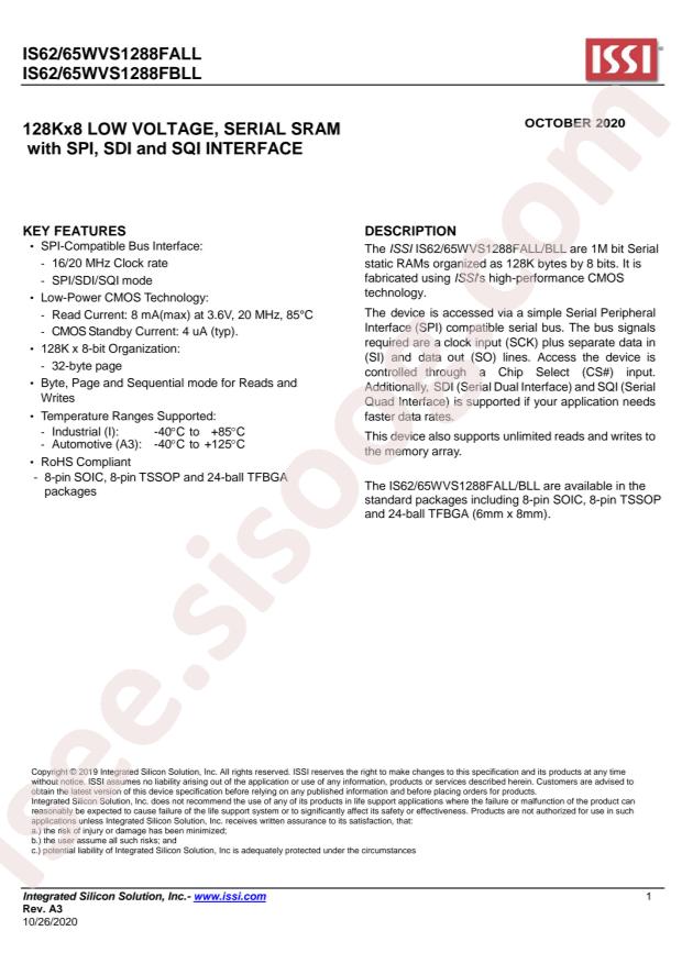 IS62WVS1288FBLL-20NLI