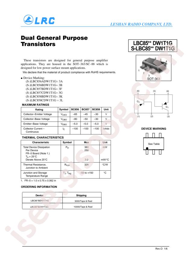 LBC857BDW1T1G