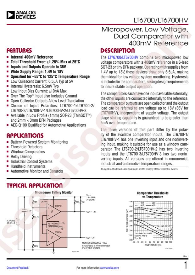 LT6700HVHS6-3#TRPBF