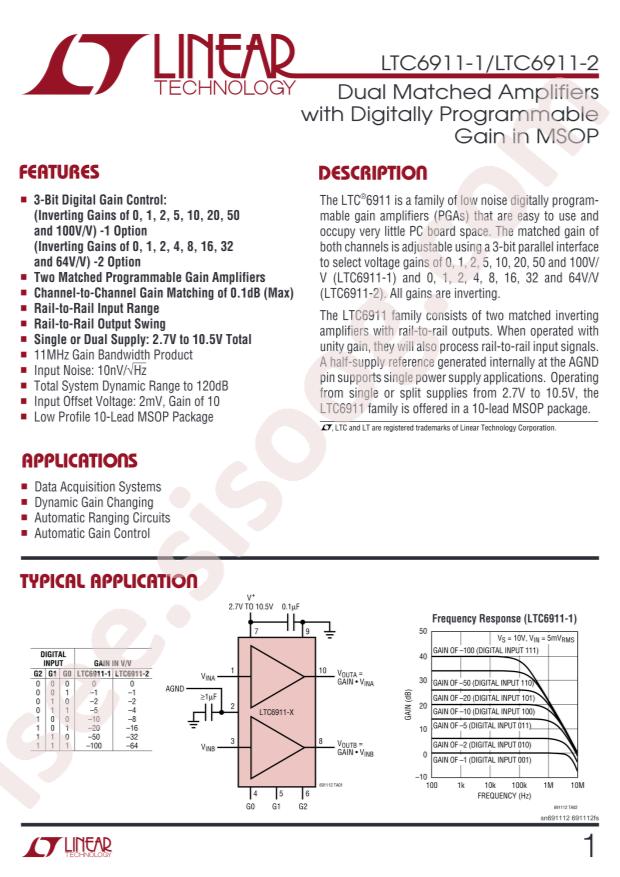 LTC6911CMS-1#PBF