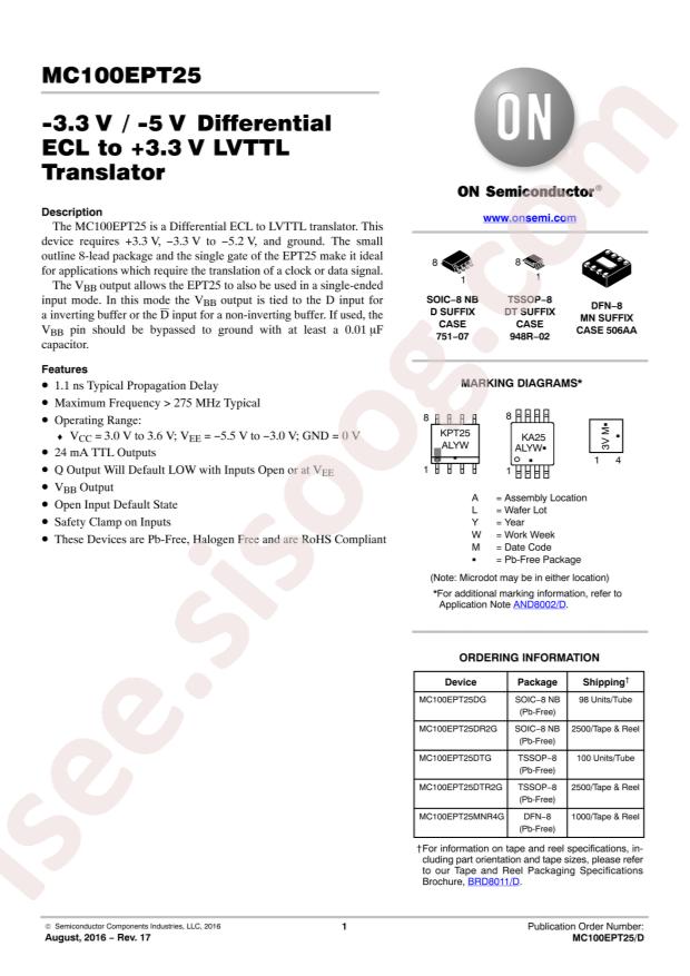 MC100EPT25DR2G