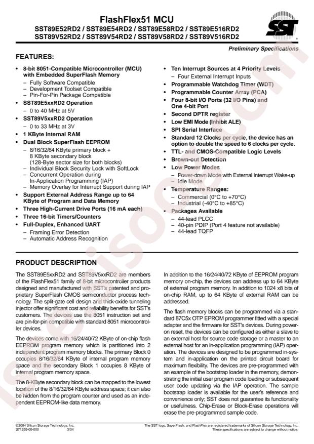 SST89E516RD2-40-C-NJE