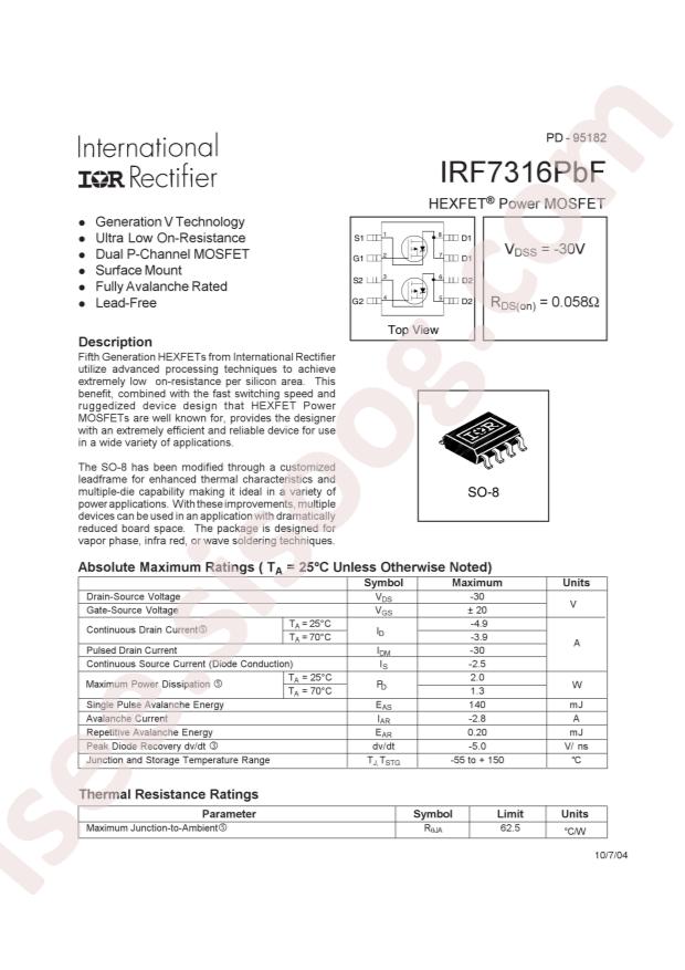 IRF7316TRPBF