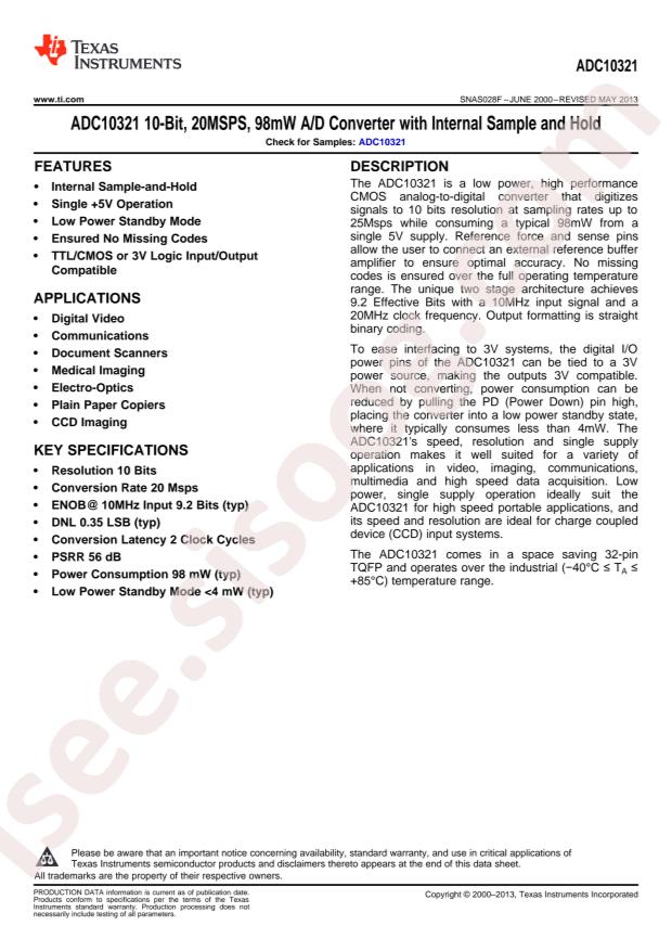 ADC10321CIVT/NOPB