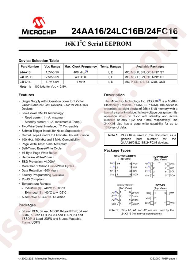 24LC16BT-I/OT