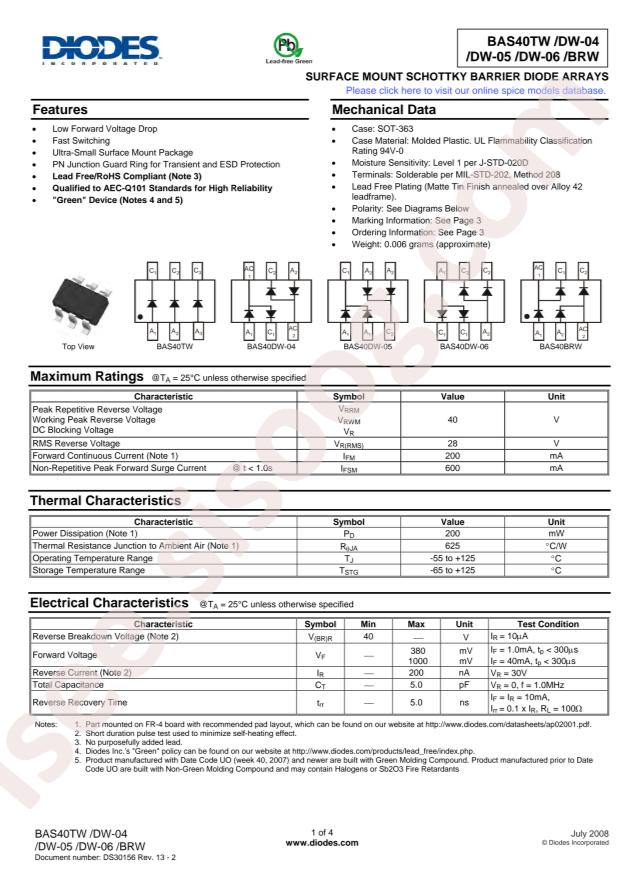 BAS40DW-04-7-F