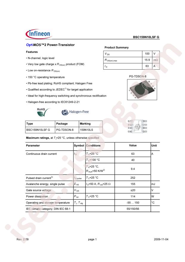 BSC159N10LSF G