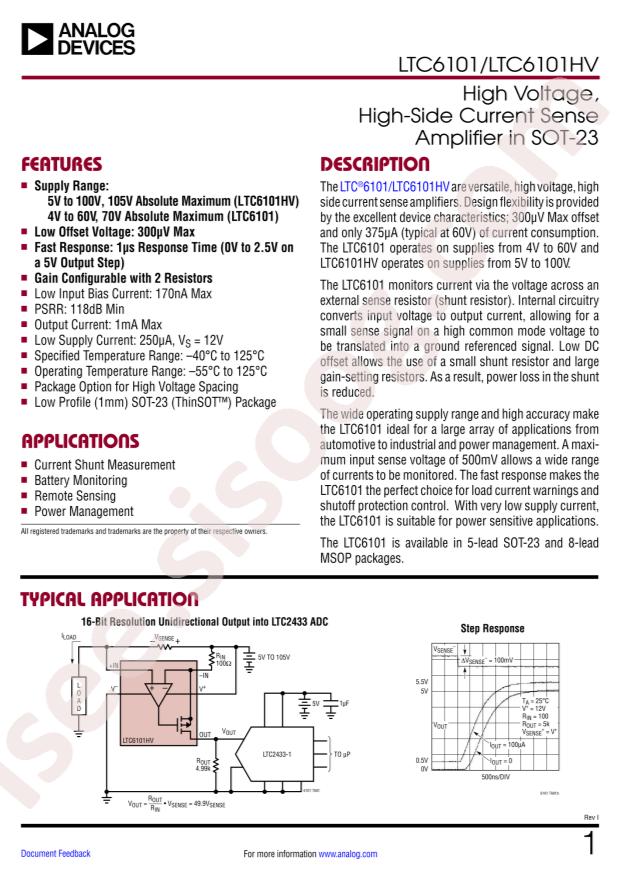 LTC6101HVAHS5#TRPBF