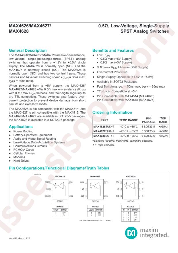 MAX4627EUK+T