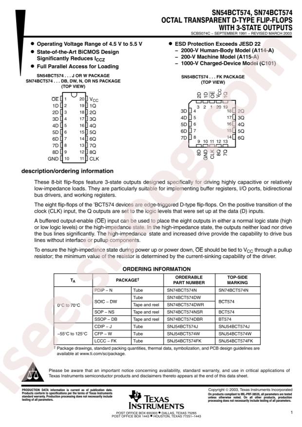 SN74BCT574DW