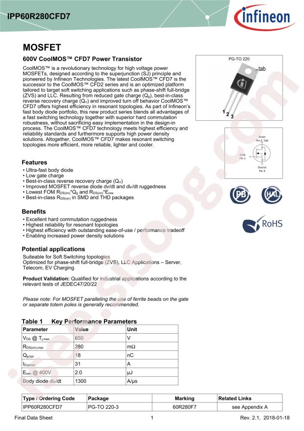 IPP60R280CFD7
