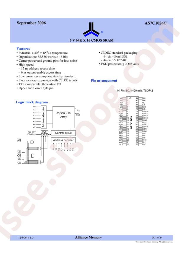 AS7C1026C-15TIN