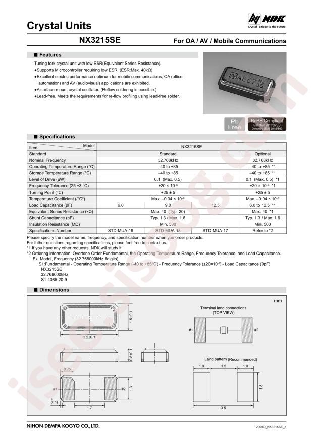 NX3215SE-32.768K-STD-MUA-18