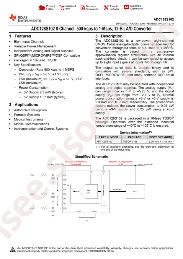 ADC128S102CIMTX/NOPB