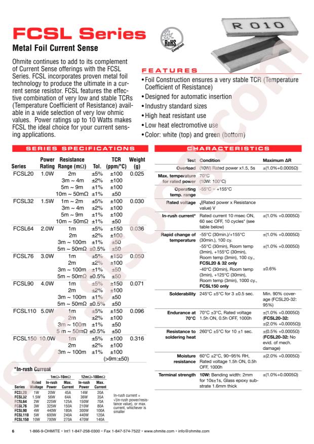 Ohmite FCSL64R005DER