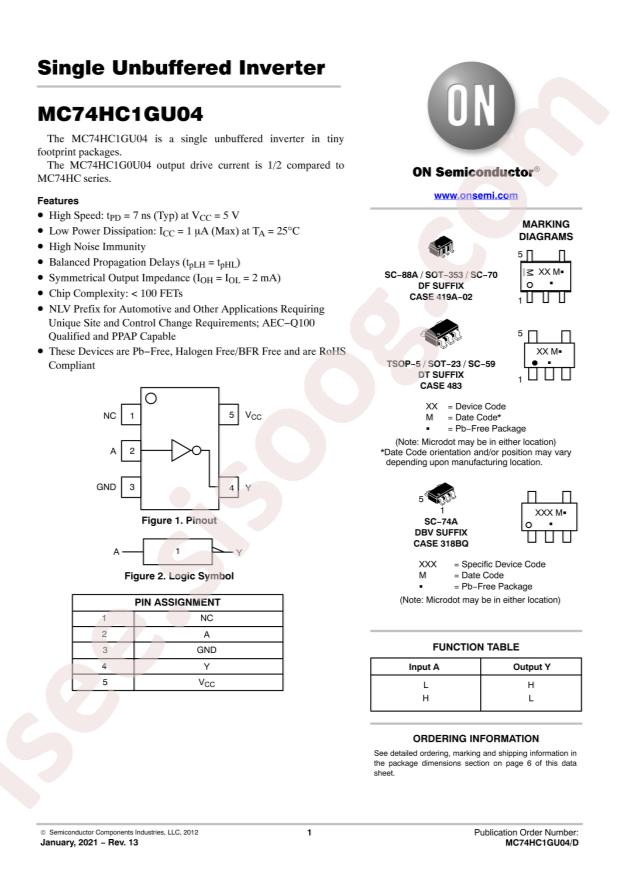 MC74HC1GU04DFT1G