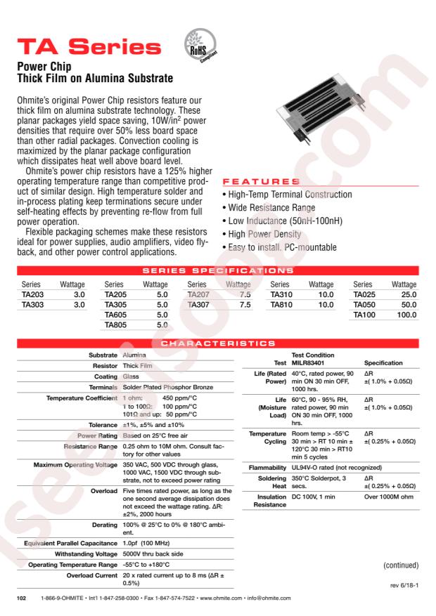 Ohmite TA810PW62R0JE