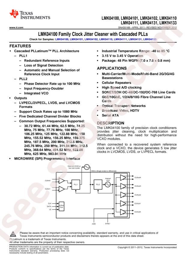 LMK04102SQE/NOPB