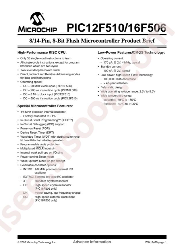 PIC16F506-I/SL