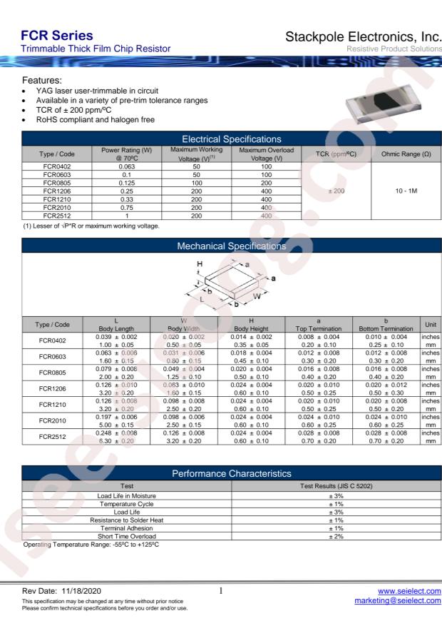 FCR0603KT10R0