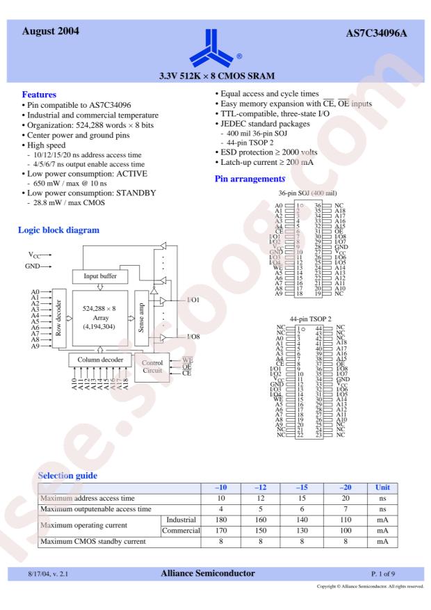 AS7C34096A-15TINTR