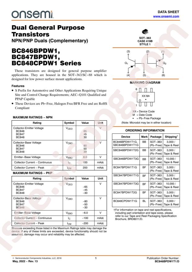 SBC847BPDW1T1G